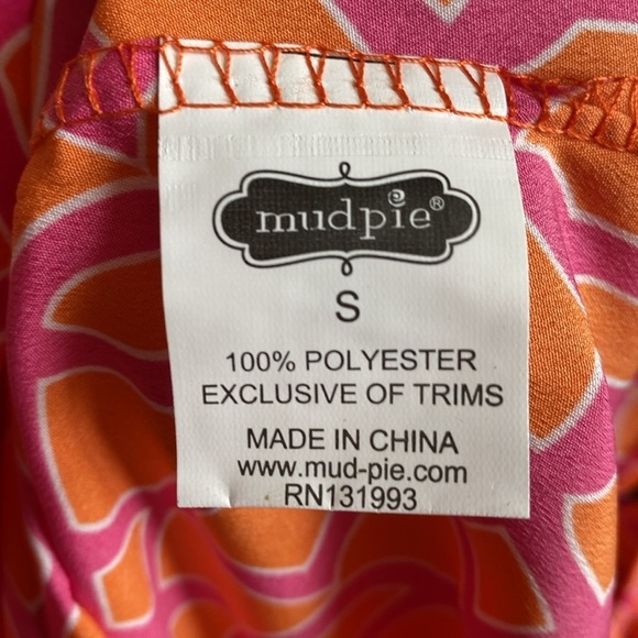 Mudpie Reese Tunic in Lattice Print Bright Orange Pink Blouse NEW Size Small - Picture 10 of 11